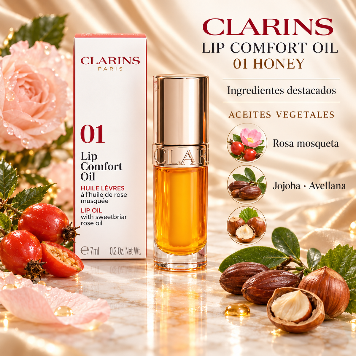 Aceite labial Clarins Lip Comfort Oil 01 Honey 7 mL
