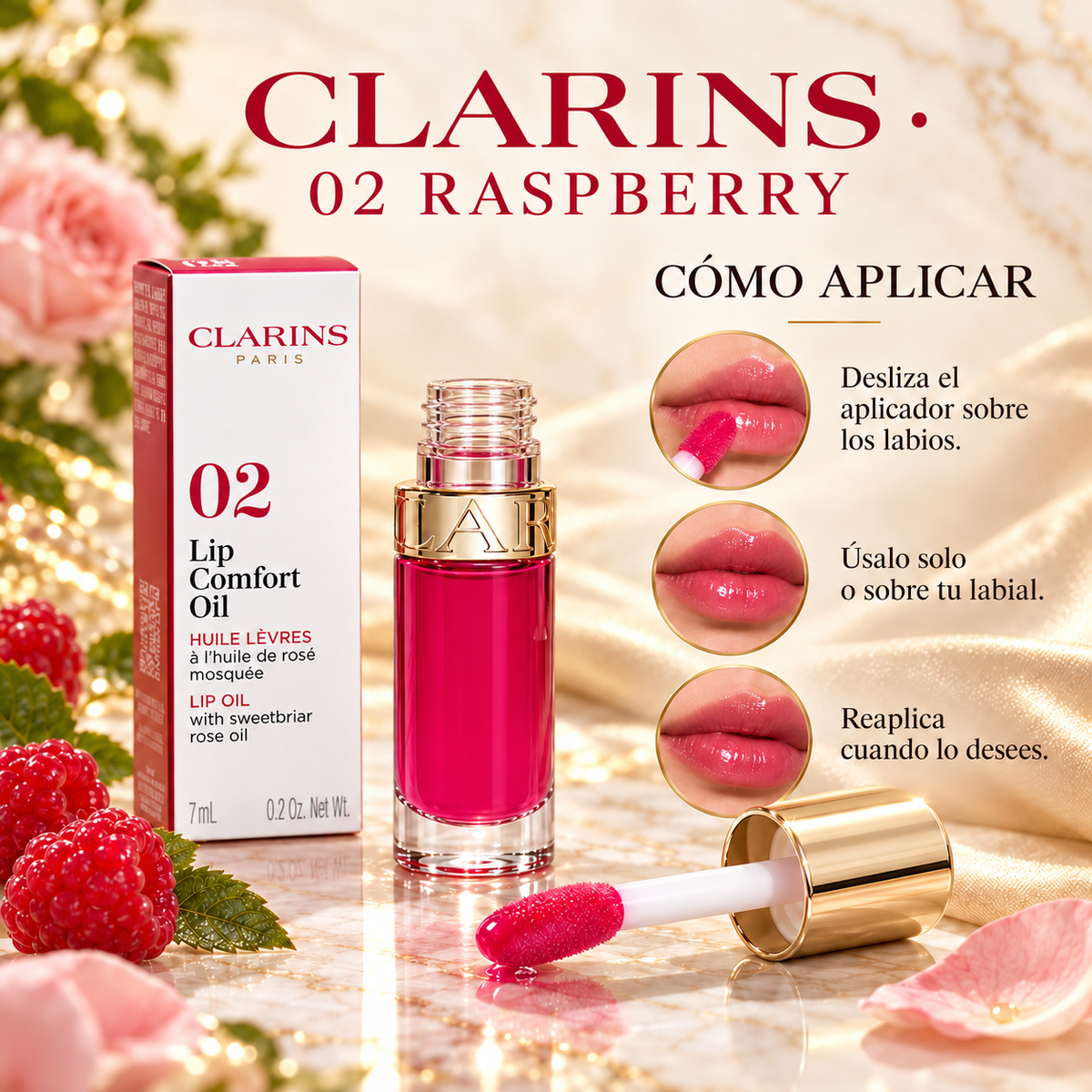 Clarins Lip Comfort Oil 02 Raspberry 7 mL
