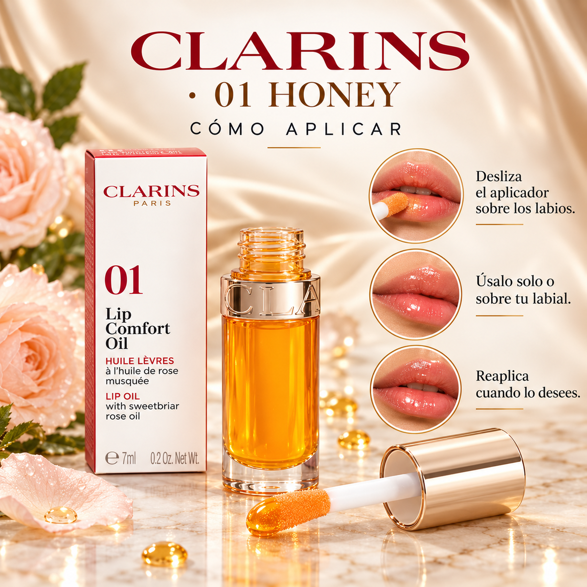 Aceite labial Clarins Lip Comfort Oil 01 Honey 7 mL