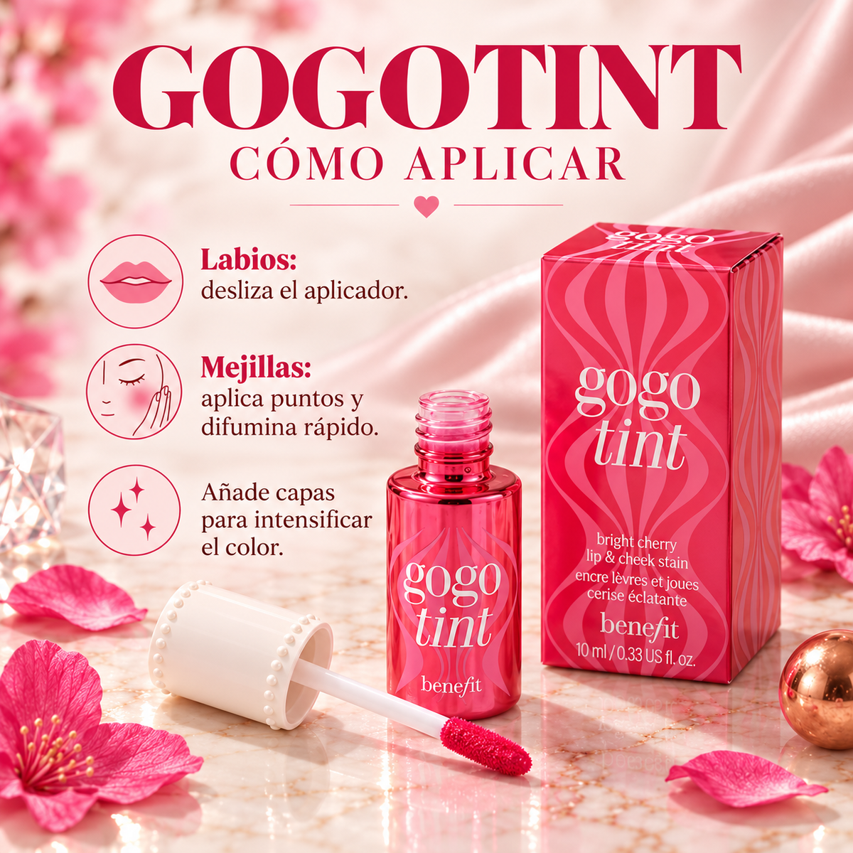 Tinte líquido Benefit Gogo Tint para labios y mejillas
