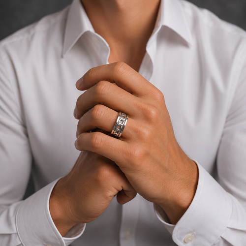 Anillo Cadena Cubana Calada en Plata de Ley 925 | Diseño Abierto para Hombre