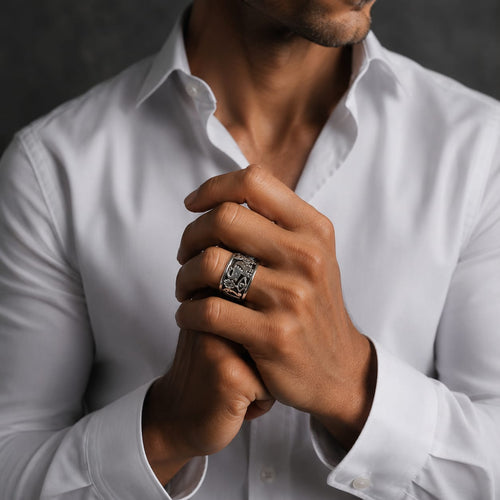 Anillo Calado Amuletos de la Suerte Plata 925 | Elefante Búhos Unisex