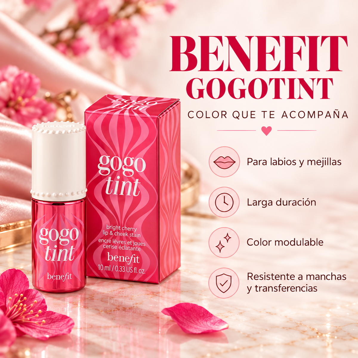 Tinte líquido Benefit Gogo Tint para labios y mejillas