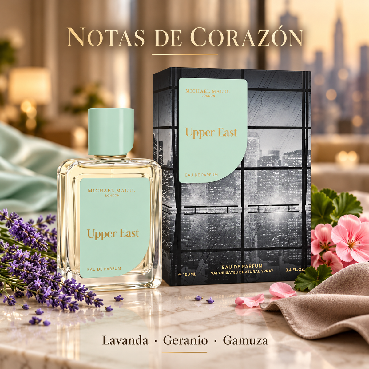 Michael Malul Upper East con notas de lavanda, geranio y gamuza